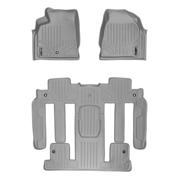 Maxliner USA - MAXLINER Custom Fit Floor Mats 3 Row Liner Set Grey for Traverse / Enclave / Acadia / Outlook with 2nd Row Bucket Seats