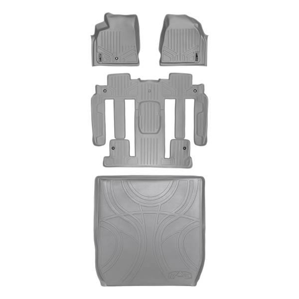 Maxliner USA - MAXLINER Custom Floor Mats 3 Rows and Cargo Liner Behind 2nd Row Set Grey for Traverse / Enclave with 2nd Row Bucket Seats