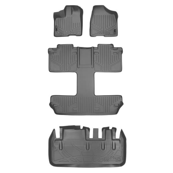 Maxliner USA - MAXLINER Floor Mats 3 Rows and Cargo Liner Behind 3rd Row Set Grey for 2011-2012 Toyota Sienna 7 Passenger Model Only
