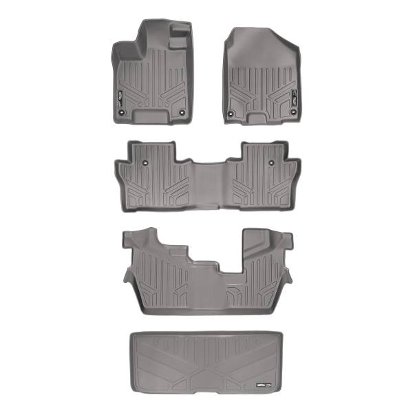 Maxliner USA - MAXLINER Custom Fit Floor Mats 3 Rows and Cargo Liner Behind 3rd Row Set Grey for 2016-2019 Honda Pilot 8 Passenger Model