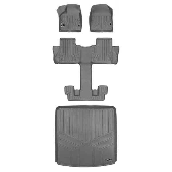 Maxliner USA - MAXLINER Floor Mats 3 Rows and Cargo Liner Behind 2nd Row Set Grey for 2017-2019 GMC Acadia with 2nd Row Bucket Seats