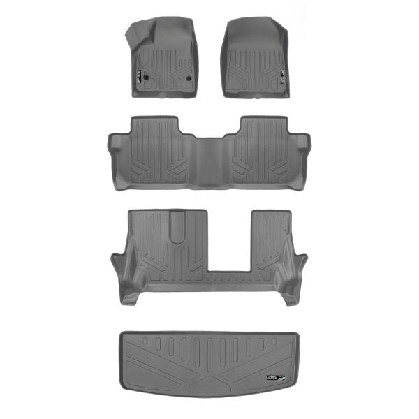 Maxliner USA - MAXLINER Custom Floor Mats 3 Rows and Cargo Liner Behind 3rd Row Set Grey for 2017-2019 GMC Acadia with 2nd Row Bench Seat