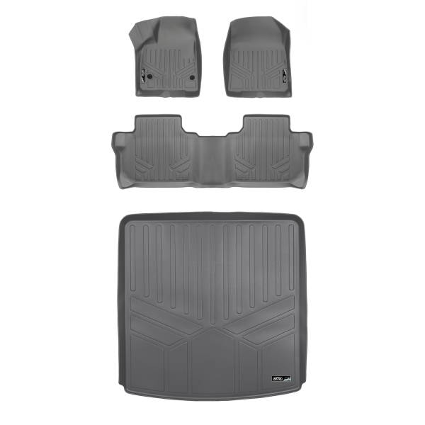 Maxliner USA - MAXLINER Custom Floor Mats 2 Rows and Cargo Liner Behind 2nd Row Set Grey for 2017-2019 GMC Acadia with 2nd Row Bench Seat