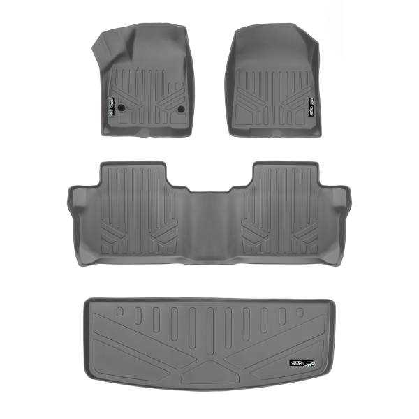 Maxliner USA - MAXLINER Custom Floor Mats 2 Rows and Cargo Liner Behind 3rd Row Set Grey for 2017-2019 GMC Acadia with 2nd Row Bench Seat