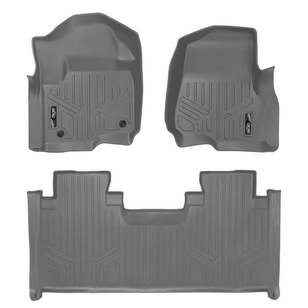 Maxliner USA - MAXLINER Custom Floor Mats 2 Row Liner Set Grey for 2017-2019 Ford F-250/F-350 Super Duty SuperCab with 1st Row Bench Seat