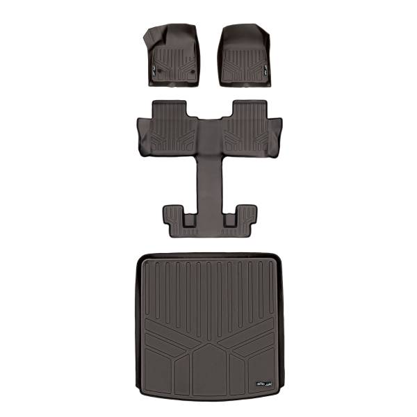Maxliner USA - MAXLINER Floor Mats 3 Rows and Cargo Liner Behind 2nd Row Set Cocoa for 2017-2019 GMC Acadia with 2nd Row Bucket Seats