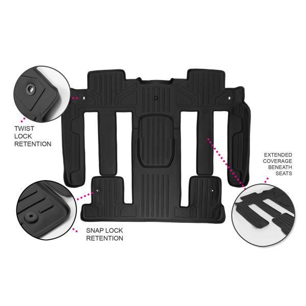 Maxliner USA - MAXLINER Floor Mats 2nd and 3rd Row Liner Black for Traverse / Enclave / Acadia / Outlook (with 2nd Row Bucket Seats)