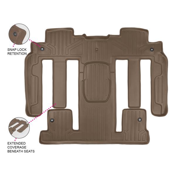 Maxliner USA - MAXLINER Custom Fit Floor Mats 2nd and 3rd Row Liner Tan for Enclave / Acadia / Outlook (with 2nd Row Bucket Seats)