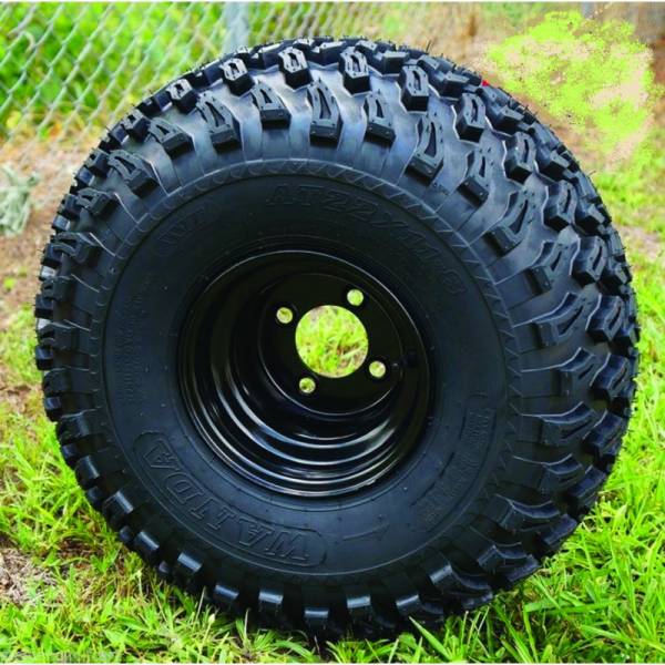 8" X 7" OFFSET BLACK STEEL Wheel and Tire Set