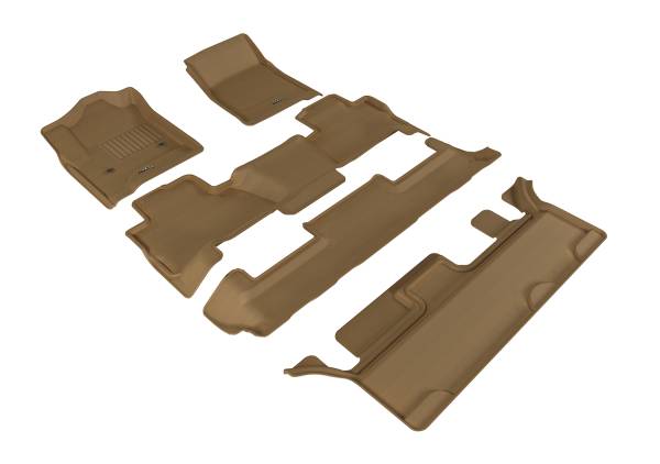 3D MAXpider - 3D MAXpider CHEVROLET TAHOE WITH BENCH 2ND ROW 2015-2020 KAGU TAN R1 R2 R3