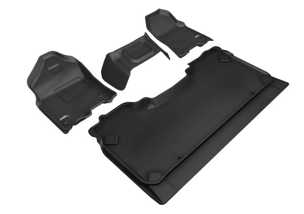 3D MAXpider - 3D MAXpider DODGE RAM 1500 CREW CAB WITH BENCH FRONT ROW 2019-2020 KAGU BLACK R1 R2 (R1 3 PCS DESIGN)