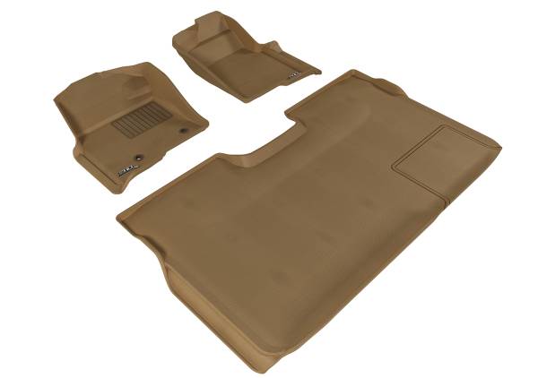 3D MAXpider - 3D MAXpider FORD F-150 2010-2014 SUPERCREW KAGU TAN R1 R2 (2 POSTS, WITH HEATING DUCT, NOT FIT 4X4 M/T FLOOR SHIFTER, TRIM TO FIT SUBWOOFER)