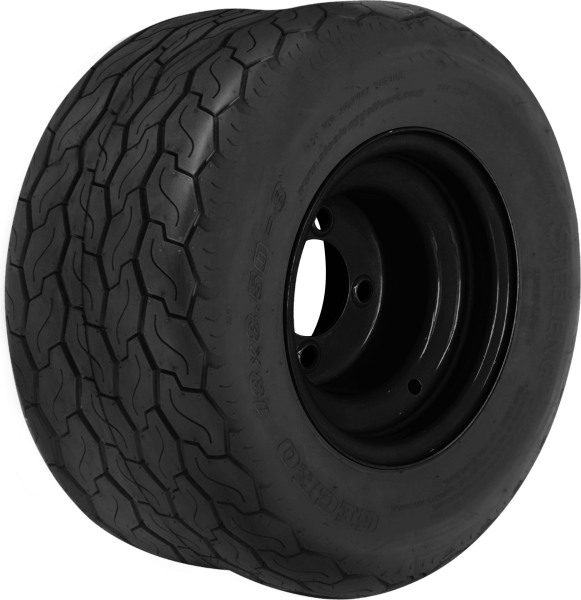 Steeleng Goft Carts - SGC - Set of 4 - SGC 8″ Steel Wheel – Black / STEELENG 18″x8.5″-8″ Gecko Street Tire