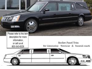 QAA - Cadillac DTS 2006-2011, Hearse (12 piece Stainless Steel Rocker Panel Trim, Lower Kit 4.5" Width, 47" extension Spans from the bottom of the door UP to the specified width.) TH46259 QAA - Image 1