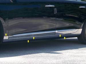 QAA - Cadillac XTS 2013-2019, 4-door, Sedan (10 piece Stainless Steel Rocker Panel Trim, On the rocker & Lower Kit 6.375" Width Installs below the door AND Spans from the bottom of the door UP to the specified width.) TH53247 QAA