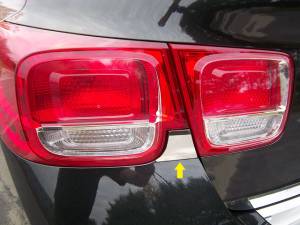 Chrome Trim - Trunk Lid Accents - QAA - Chevrolet Malibu 2013-2015, 4-door, Sedan (2 piece Stainless Steel Trunk Hatch Accent Trim 2.5" Height X 1.875" Width, Between the lights ) TP53105 QAA