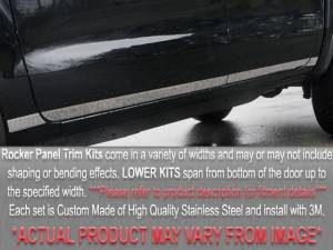 Chevrolet S-10 1998-2002, 2-door, Pickup Truck, Long Bed, NO Molding, NO Flares (10 piece Stainless Steel Rocker Panel Trim, Lower Kit 5" Width Spans from the bottom of the door UP to the specified width.) TH38195 QAA