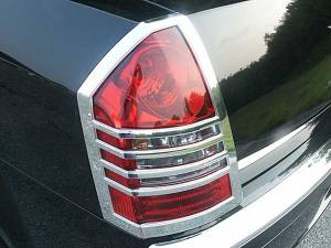 Chrysler 300 2005-2007, 4-door, Sedan (2 piece Chrome Plated ABS plastic Tail Light Bezels ) TL45765 QAA