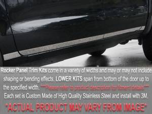 Ford Contour 1995-1998, 4-door, Sedan (8 piece Stainless Steel Rocker Panel Trim, Lower Kit 4.5" Width Spans from the bottom of the door UP to the specified width.) TH35685 QAA