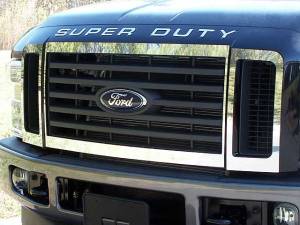 Chrome Trim - Grille Accents - QAA - Ford F-250 & F-350 Super Duty 2008-2008, 2-door, 4-door, Pickup Truck (6 piece Stainless Steel Front Grille Accent Trim Surround Package ) SG48320 QAA