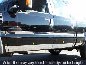 Ford F-250 & F-350 Super Duty 1999-2007, 4-door, Pickup Truck, Crew Cab, Long Bed, Dually (10 piece Stainless Steel Rocker Panel Trim, Lower Kit 5.5" Width Spans from the bottom of the door UP to the specified width.) TH39326 QAA