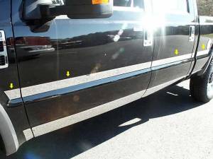 Ford F-250 & F-350 Super Duty 2008-2010, 2-door, Pickup Truck, Regular Cab, Long Bed (8 piece Stainless Steel Body Molding Insert Trim Kit 2.25" Width Includes pieces between the wheel wells only.) MI48320 QAA