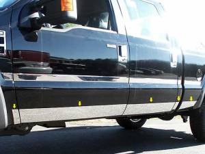Ford F-250 & F-350 Super Duty 2008-2010, 4-door, Pickup Truck, Extra Cab, Short Bed (10 piece Stainless Steel Rocker Panel Trim, Lower Kit 5.5" Width Spans from the bottom of the door UP to the specified width.) TH48321 QAA