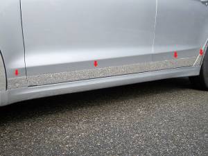 QAA - Ford Fusion 2013-2020, 4-door, Sedan (8 piece Stainless Steel Rocker Panel Trim, Lower Kit 2.306" - 3.644" tapered Width Spans from the bottom of the door UP to the specified width.) TH53390 QAA - Image 1