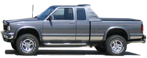 QAA - GMC Jimmy 1994-1997, 2-door, Extra Cab, Short Bed (10 piece Stainless Steel Rocker Panel Trim, Upper Kit 5" Width, QAA Molding Spans from the bottom of the molding DOWN to the specified width.) TH34199 QAA - Image 2