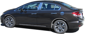 QAA - Honda Civic 2012-2015, 4-door, Sedan (16 piece Stainless Steel Window Trim Package Includes 8 piece Upper Trim and 8 piece Pillar Posts, NO Window Sills ) WP12215 QAA - Image 2