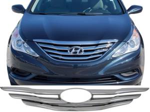Hyundai Sonata 2011-2013, 4-door, Sedan (2 piece Chrome Plated ABS plastic Grill Overlay ) SGC11360 QAA