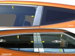 QAA - Hyundai Veloster 2013-2017, 3-door, Hatchback (7 piece Stainless Steel Window Trim Package Includes 4 piece Upper Trim and 3 piece Pillar Post kit, NO Window Sills ) WP13320 QAA - Image 1