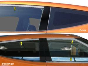 Hyundai Veloster 2013-2017, 3-door, Hatchback (4 piece Stainless Steel Window Trim Package Includes Upper Trim only, NO Pillar Posts, NO window sills. ) WP13321 QAA