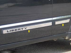 Jeep Liberty 2008-2012, 4-door, SUV (4 piece Stainless Steel Body Molding Insert Trim Kit 1.5" Width, With Logo Cut Out ) MI48070 QAA