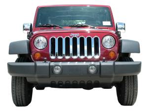 Jeep Wrangler JK 2007-2018, 2-door, 4-door, X, Sahara, Rubicon (1 piece Chrome Plated ABS plastic Grill Overlay ) SGC47085 QAA