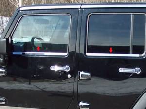 Jeep Wrangler JK 2007-2018, 4-door, SUV (4 piece Stainless Steel Window Sill Trim Set ) WS47085 QAA