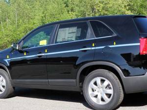 Kia Sorento 2011-2015, 4-door, SUV (12 piece Stainless Steel Body Side Molding Accent Trim Upper Arrow, 1" width ) AT11820 QAA