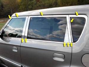 QAA - Kia Soul 2010-2013, 4-door, Hatchback (20 piece Stainless Steel Window Trim Package Includes Upper Trim, Pillar Posts and Window Sills - FULL Package ) WP10830 QAA - Image 1