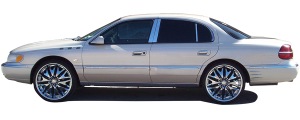 QAA - Lincoln Continental 1995-1997, 4-door, Sedan (12 piece Stainless Steel Rocker Panel Trim, Full Kit 5.5" - 6" tapered Width, Full Length, Includes coverage from the wheel well to the bumper on the front and rear Spans from the bottom of the molding to the - Image 2