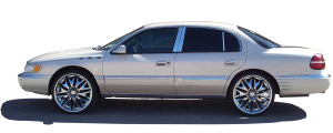 QAA - Lincoln Continental 1995-1997, 4-door, Sedan (12 piece Stainless Steel Rocker Panel Trim, Full Kit 5.5" - 6" tapered Width, Full Length, Includes coverage from the wheel well to the bumper on the front and rear Spans from the bottom of the molding to the - Image 3