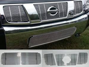 Nissan Armada 2004-2007, 4-door, SUV (4 piece Billet Grille Overlay Three pieces comprise the upper Grille and one piece covers the bottom ) SGB24523 QAA