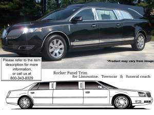 QAA - Lincoln MKT 2010-2020, Eagle Icon Hearse (8 piece Stainless Steel Rocker Panel Trim, Upper Kit 2.81" - 3.25" tapered Width Spans from the bottom of the molding DOWN to the specified width.) TH50672 QAA - Image 1