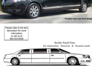 Lincoln MKT 2010-2020, Limousine, 43" Stretch (8 piece Stainless Steel Rocker Panel Trim, Upper Kit 2.81" - 3.37" tapered Width, 43" extension Spans from the bottom of the molding DOWN to the specified width.) TH50674 QAA