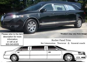 QAA - Lincoln MKT 2010-2020, Superior Hearse (8 piece Stainless Steel Rocker Panel Trim, Upper Kit 2.81" - 3.25" tapered Width Spans from the bottom of the molding DOWN to the specified width.) TH50675 QAA - Image 1