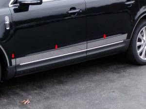 QAA - Lincoln MKT 2010-2020, 4-door, Crossover SUV (6 piece Stainless Steel Rocker Panel Trim, Lower Kit 2.875" - 3.25" tapered Width Spans from the bottom of the door UP to the specified width.) TH50670 QAA - Image 1