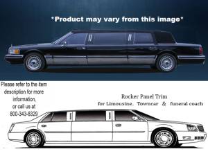 Lincoln Town Car 1991-1994, Limousine, 70" Stretch (14 piece Stainless Steel Rocker Panel Trim, Full Kit 7.75" Width, Full Length, Includes coverage from the wheel well to the bumper on the front and rear Spans from the bottom of the molding to the bottom