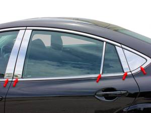 Mazda Mazda6 2009-2012, 4-door, Sedan (10 piece Stainless Steel Pillar Post Trim Includes Triangle piece ) PP29763 QAA