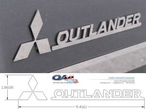 Mitsubishi Outlander 2007-2009, 4-door, SUV (4 piece Stainless Steel "OUTLANDER" Logo Decal All one piece and Logo emblem, Set of Two ) SGR27010 QAA