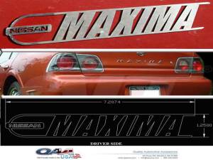 Nissan Maxima 2004-2008, 4-door, Sedan (2 piece Stainless Steel "MAXIMA" Logo Decal Set of Two ) SGR24540 QAA