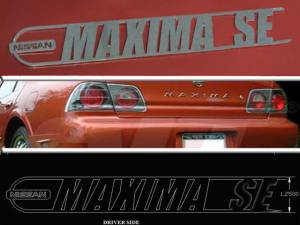 Nissan Maxima 2004-2008, 4-door, Sedan, SE (2 piece Stainless Steel "MAXIMA SE" Logo Decal Set of Two ) SGR24541 QAA